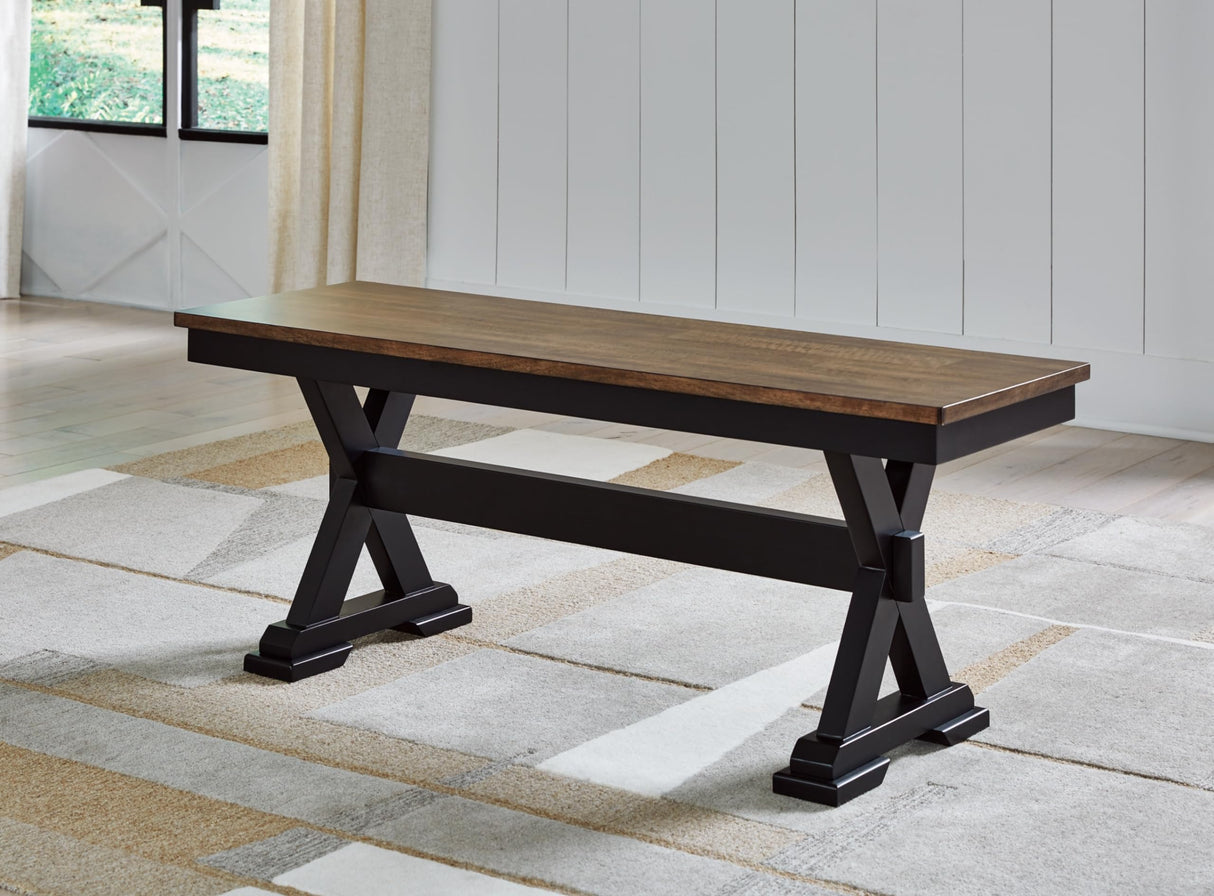 Wildenauer 50" Dining Bench Dark Brown & Black