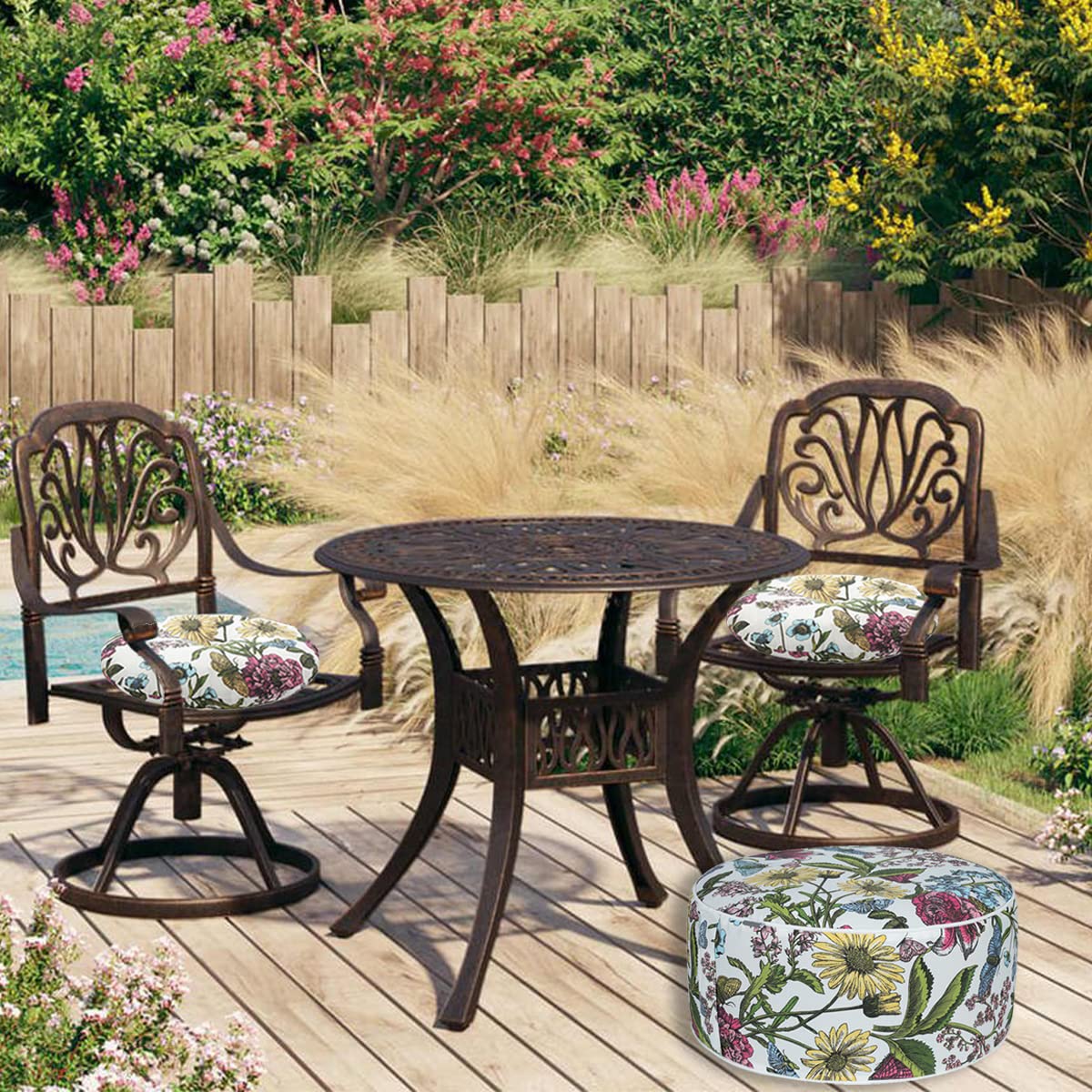 Inflatable Outdoor Ottoman with Air Pump,20"x9" Portable Patio Pouf