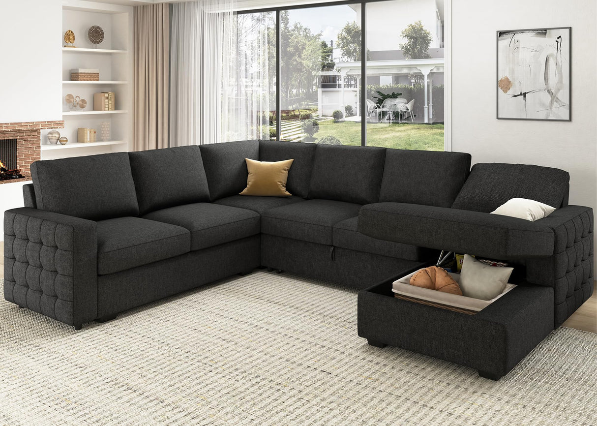 Sectional Sleeper Sofa with Pull Out Bed, Reversible Sectional