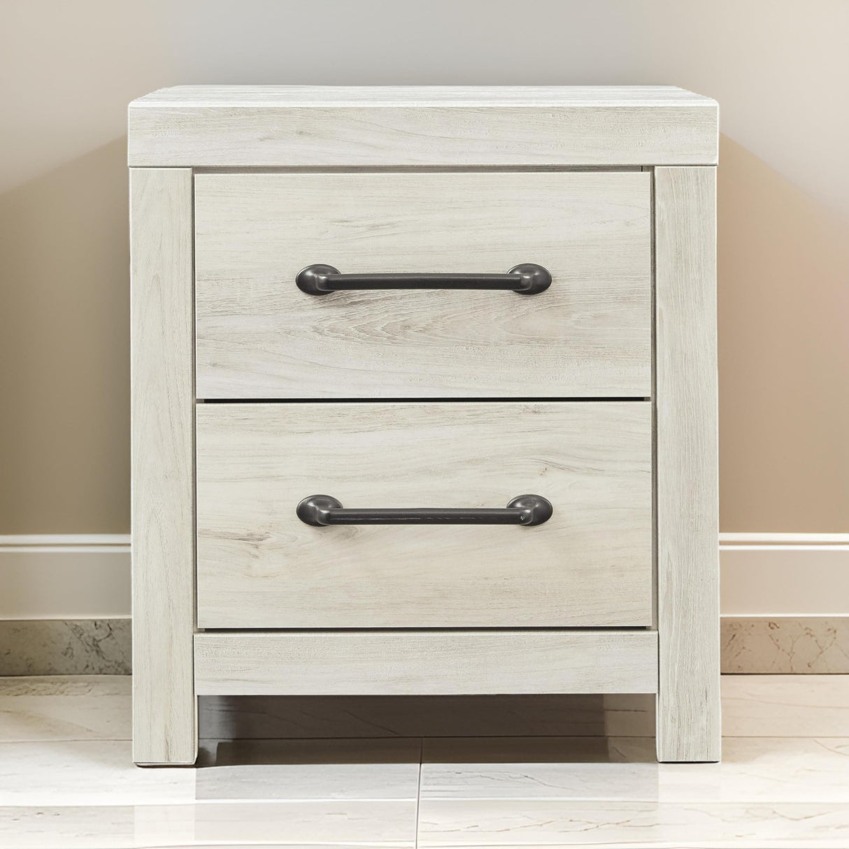 Wooden Two Drawer Setup Nightstand