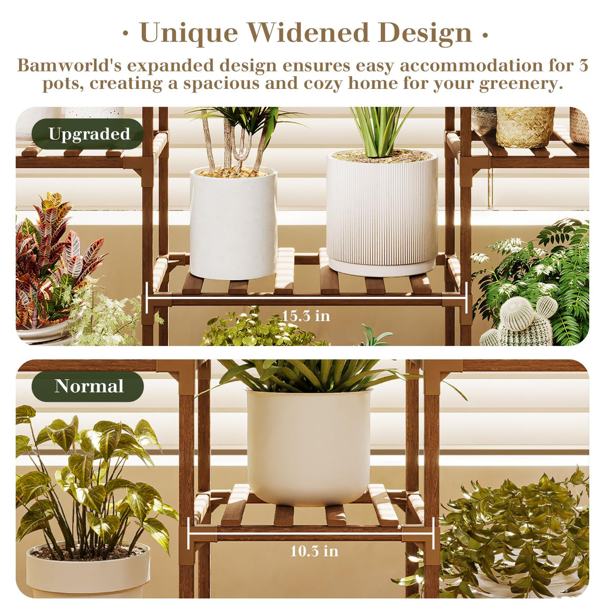 EverBloom 62” XL Wooden Tall Multi-Tier Plant Stand