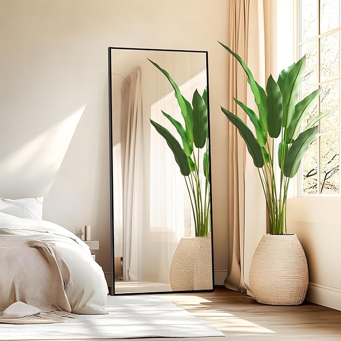 Arched Full Length Mirror with Stand, Gold Mirror