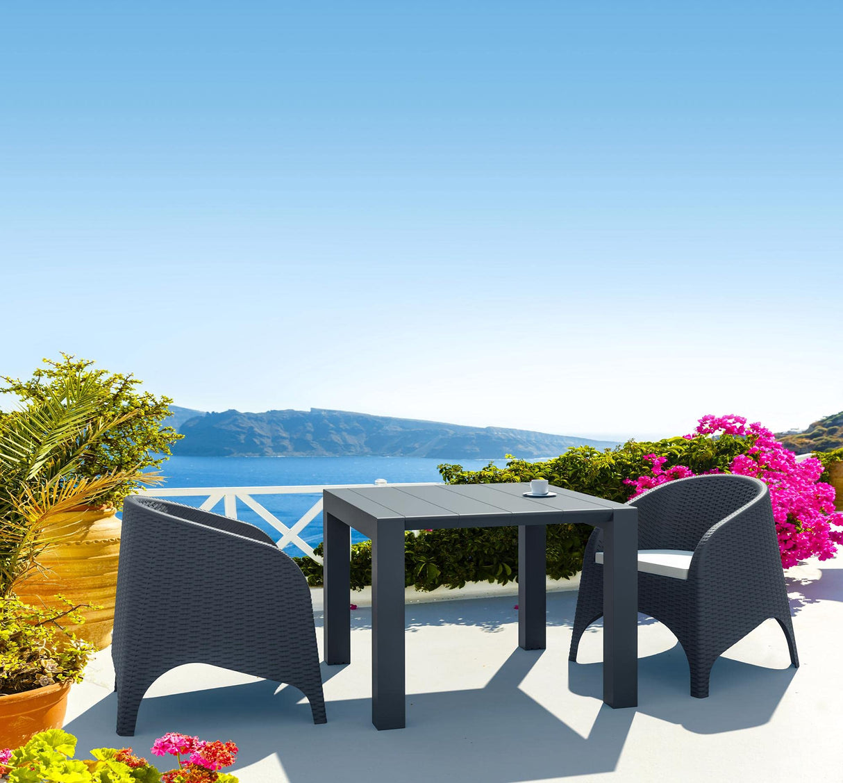 Compamia Vegas 55" Extendable Patio Dining Table in Dark Gray, Commercial Grade