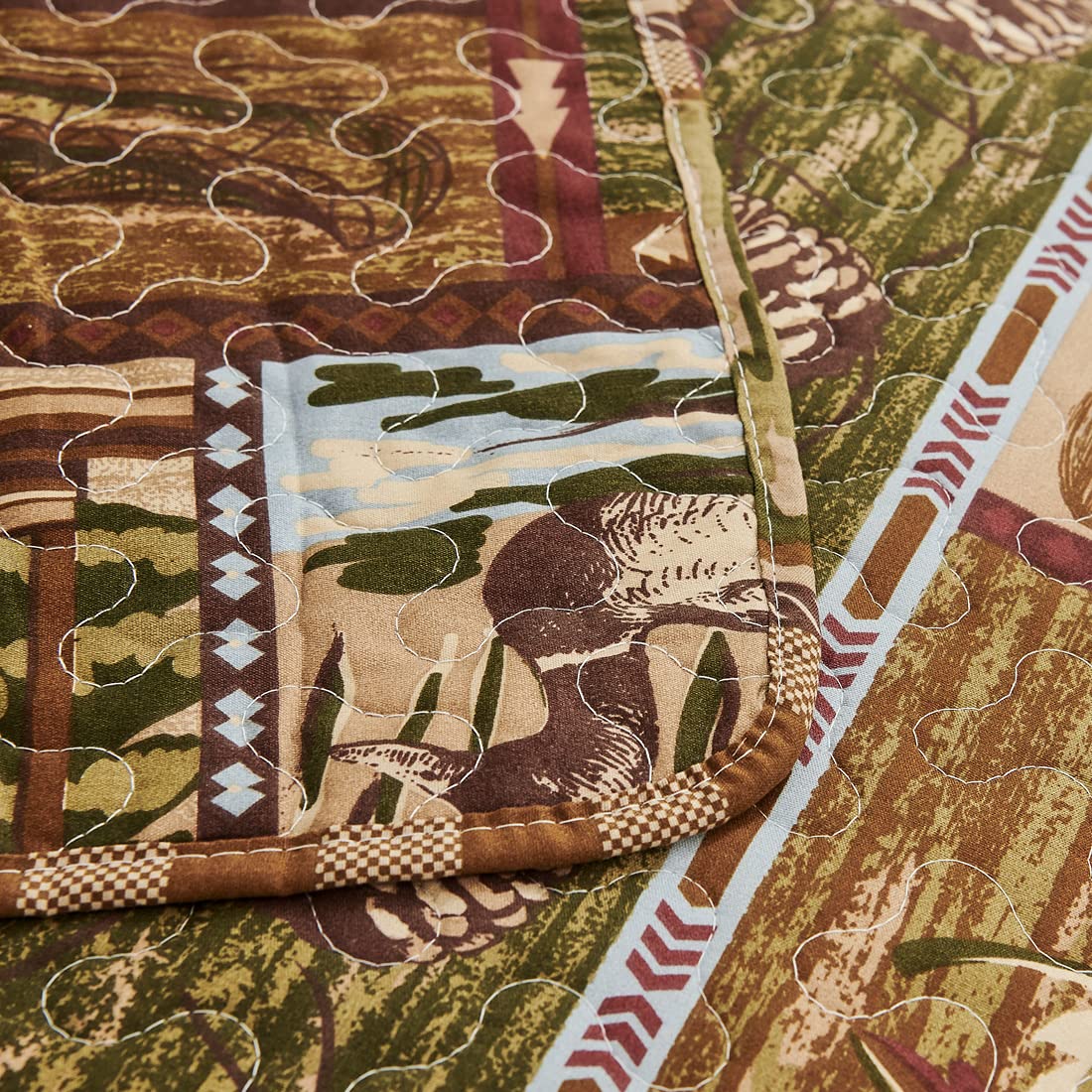 Cabin Bedding Quilt Queen/Full Size Lodge Patchwork Quilt Set Rustic Bedspread Forest