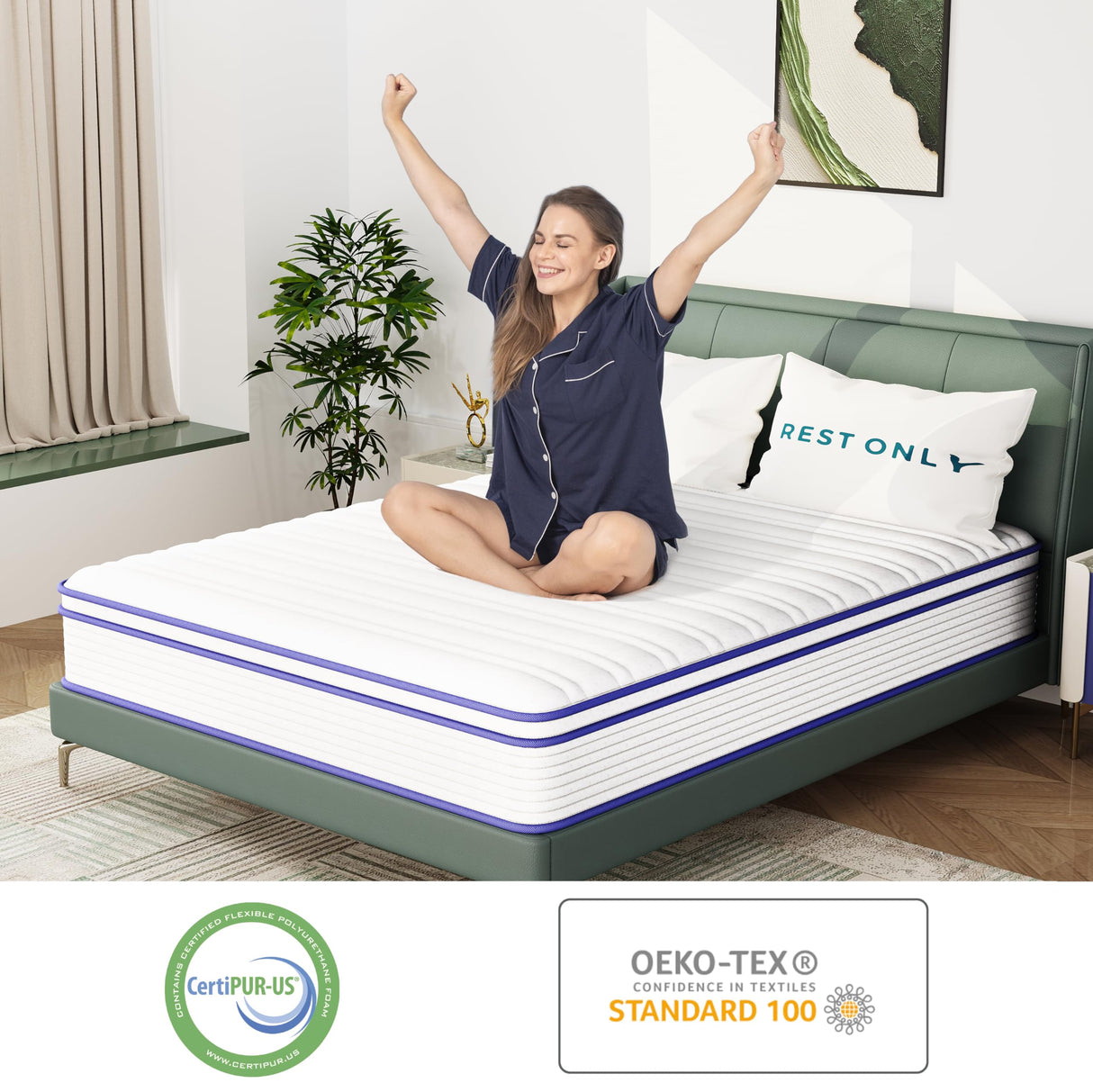 Queen Mattress, REST ONLY 10 Inch Hybrid Mattress