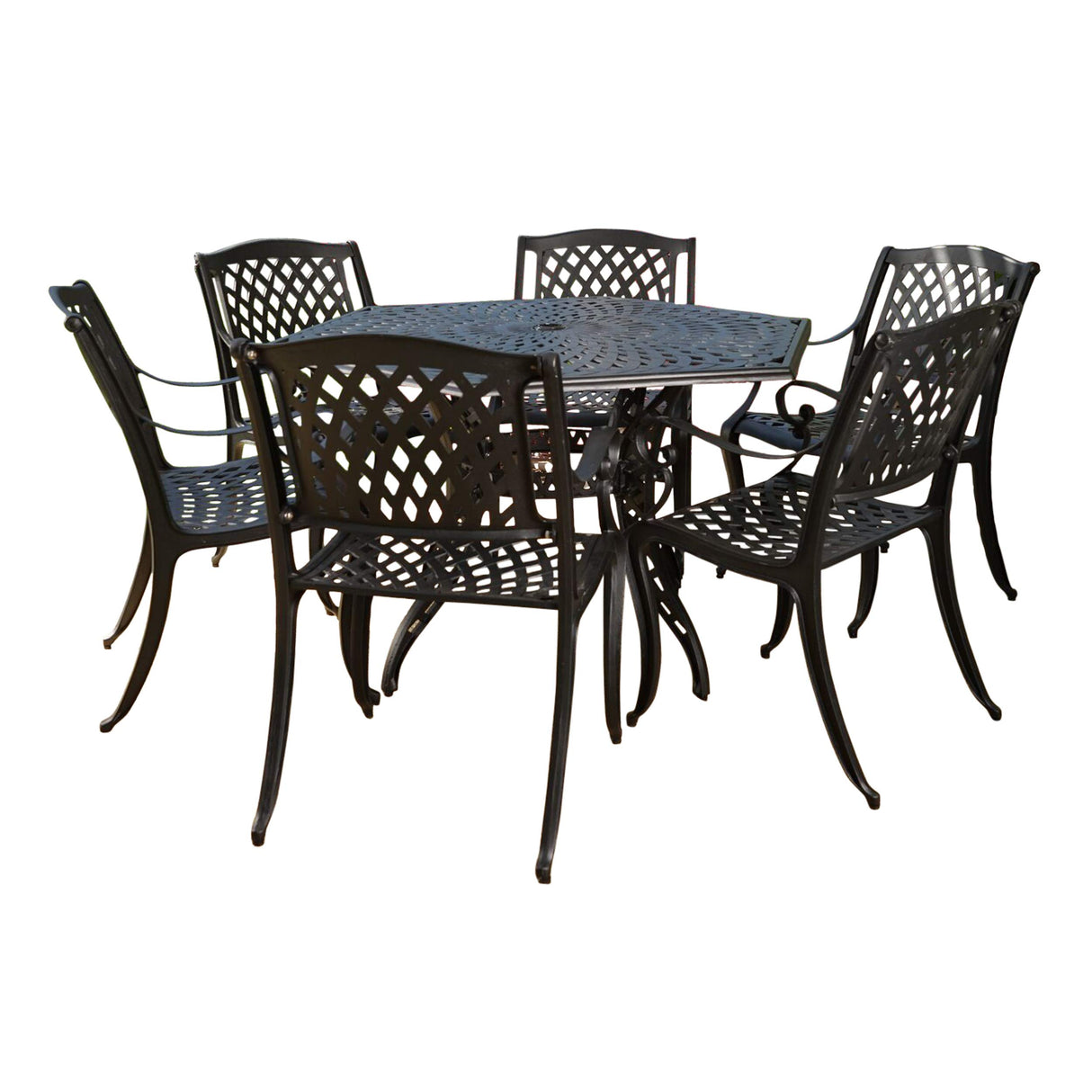Hammond Outdoor Cast Aluminum Patio Dining Set in Bronze, 7-Pcs Set