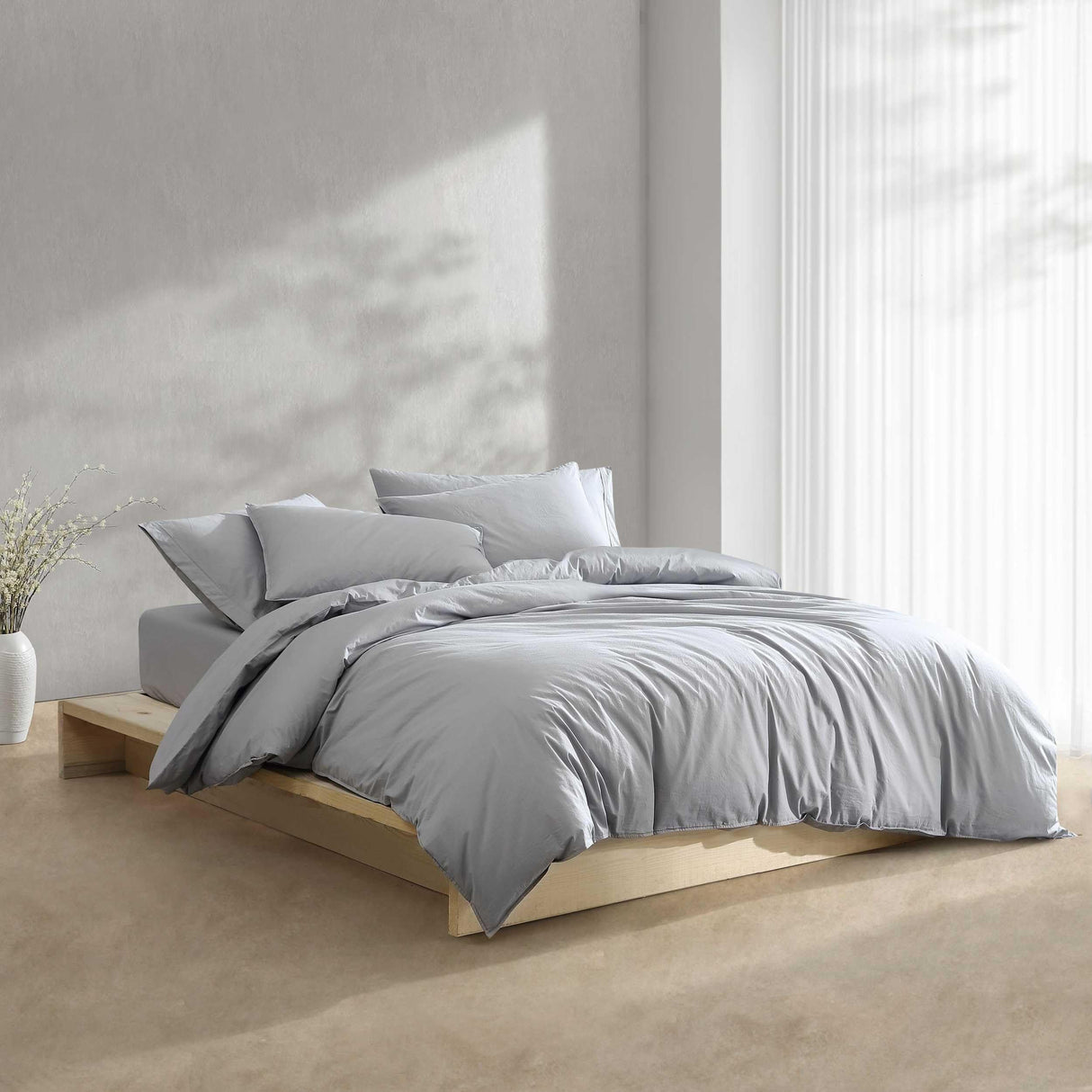 King Comforter Set, Modern Cotton Washed Percale Bedding with Matching Shams
