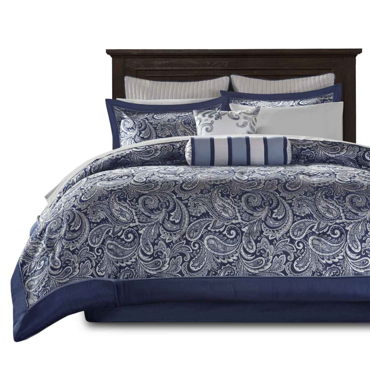 Aubrey Cozy Comforter Set, Faux Silk Jacquard Paisley Design