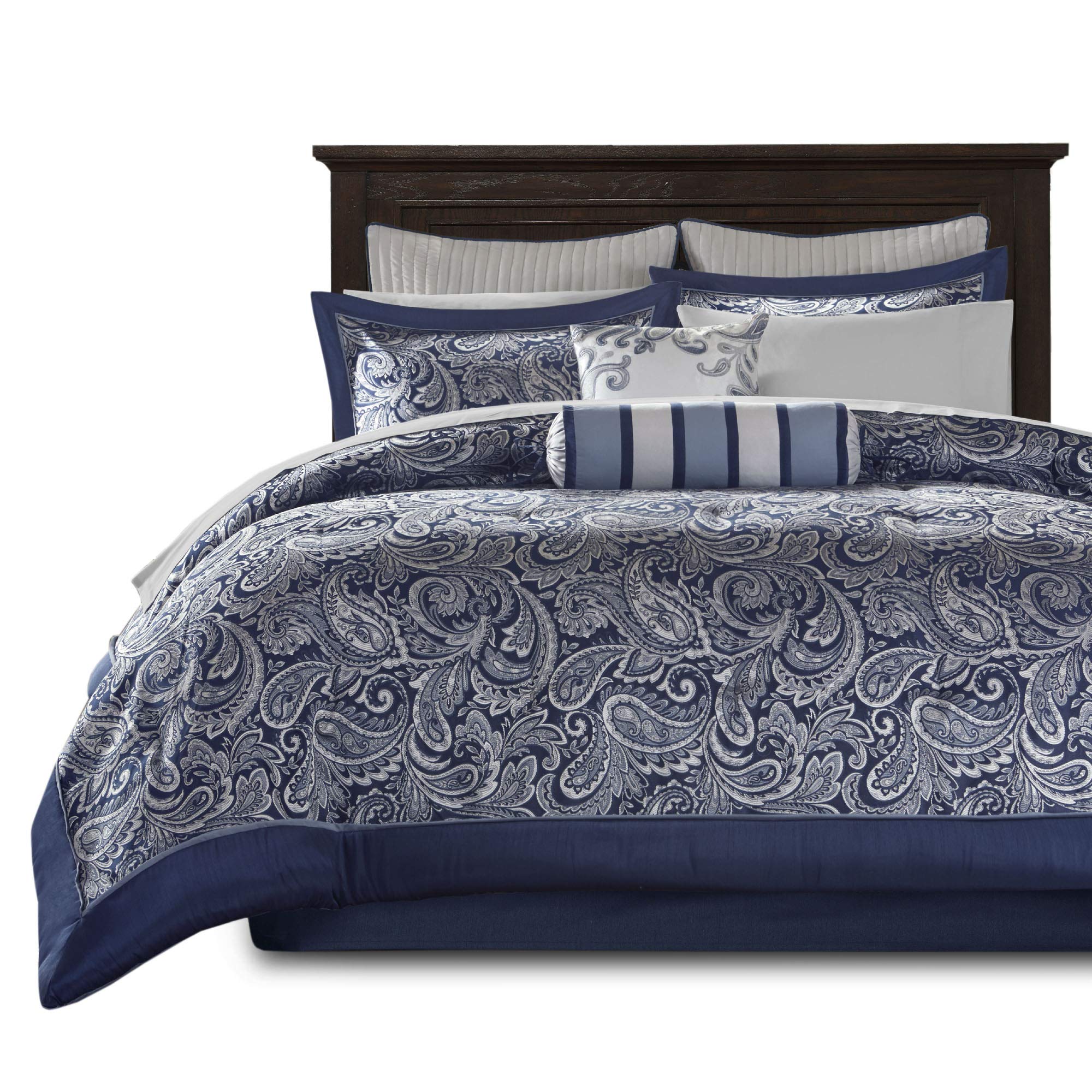Aubrey Cozy Comforter Set, Faux Silk Jacquard Paisley Design