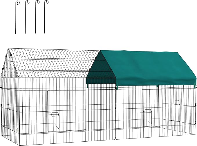 73" L Metal Chicken Playpen, Small Animal Cage, Pet Playpen Yard Fence for Rabbits