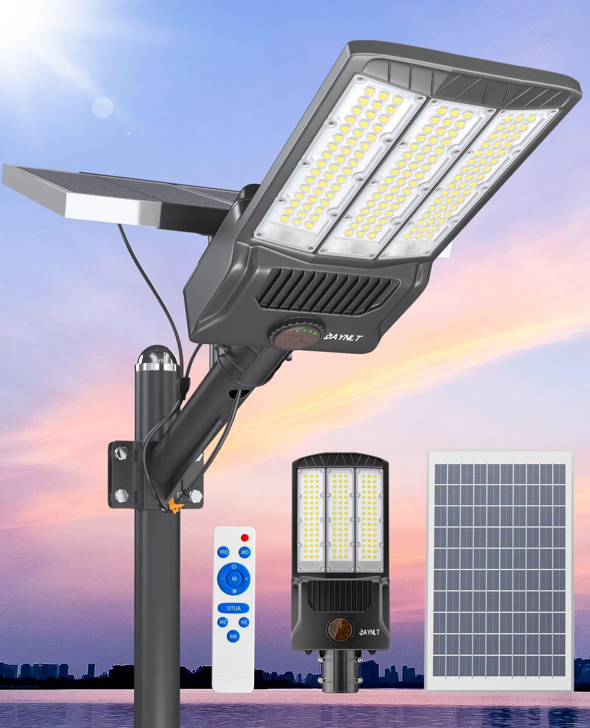 Y-12000W Solar Street Lights Outdoor,6500K Bright Parking Lot Lights Commercial
