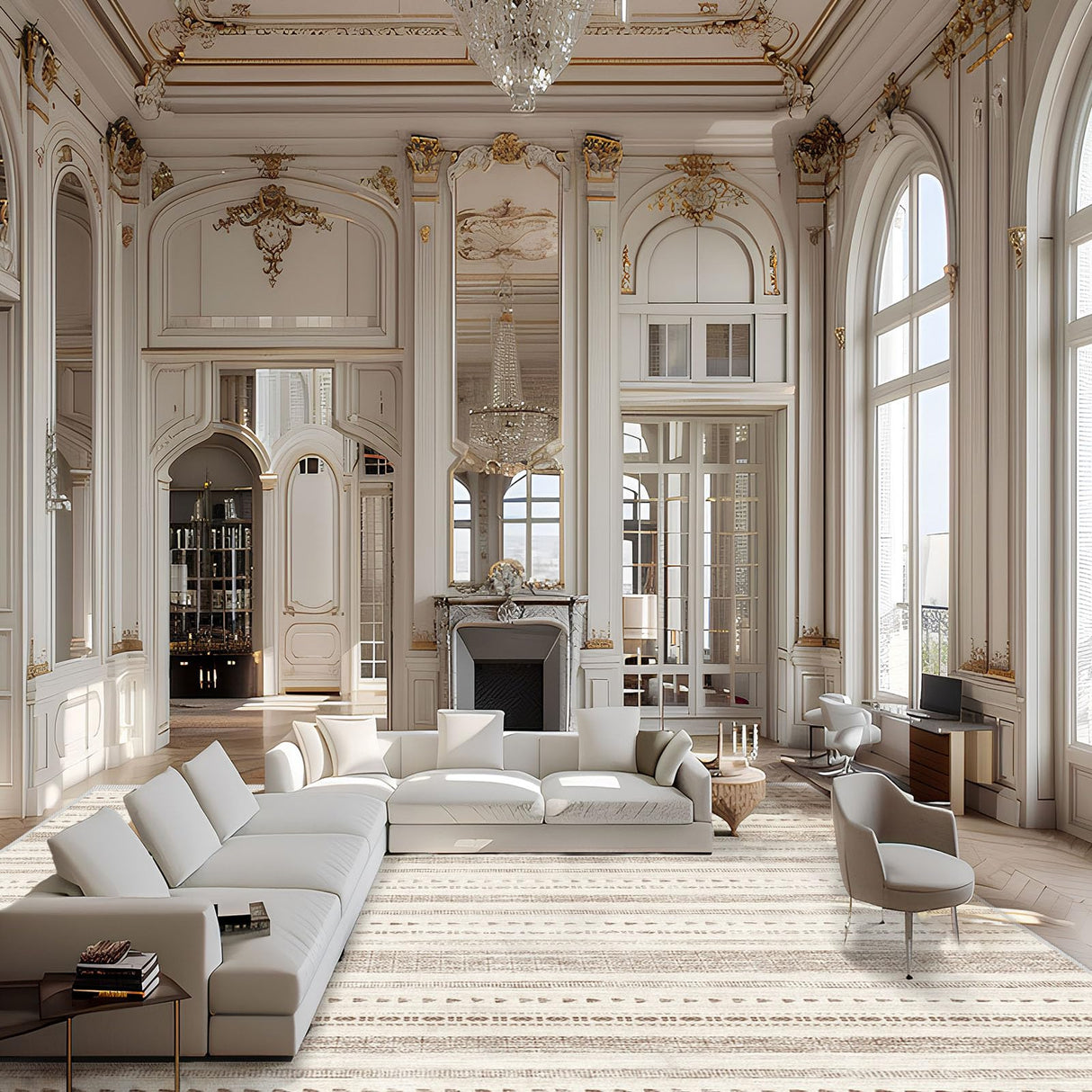 10x14 Large Area Rug: Soft Ultra Thin Machine Washable Farmhouse Area Rugs for