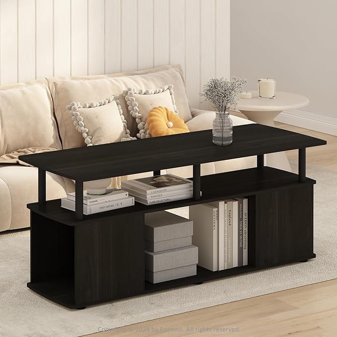 Jaya Utility Design Coffee Table, Americano, Stainless Steel Tubes