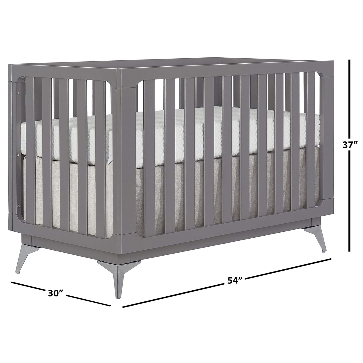Harper 4-In-1 Convertible Crib In Storm Grey, Greenguard Gold & JPMA Certified, 3 Mattress Height Settings