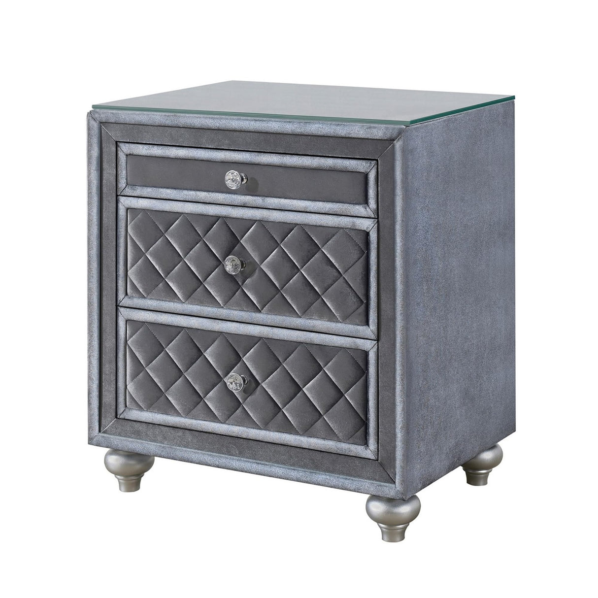 Velvet Yin 3 Drawer Nightstand Gray