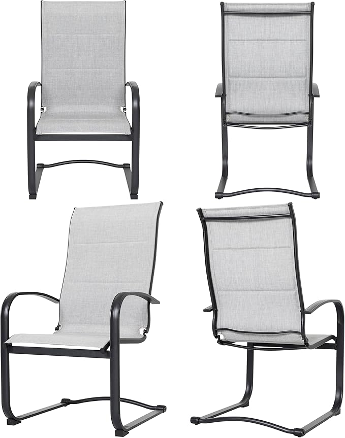 Patio Dining Chairs Set of 2, All Weather Outdoor Padded Textilene Patio Chairs