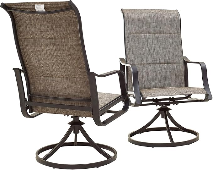 Patio Dining Chairs High Back Outdoor Swivel Rocker Set with All Weather Frame (Blue