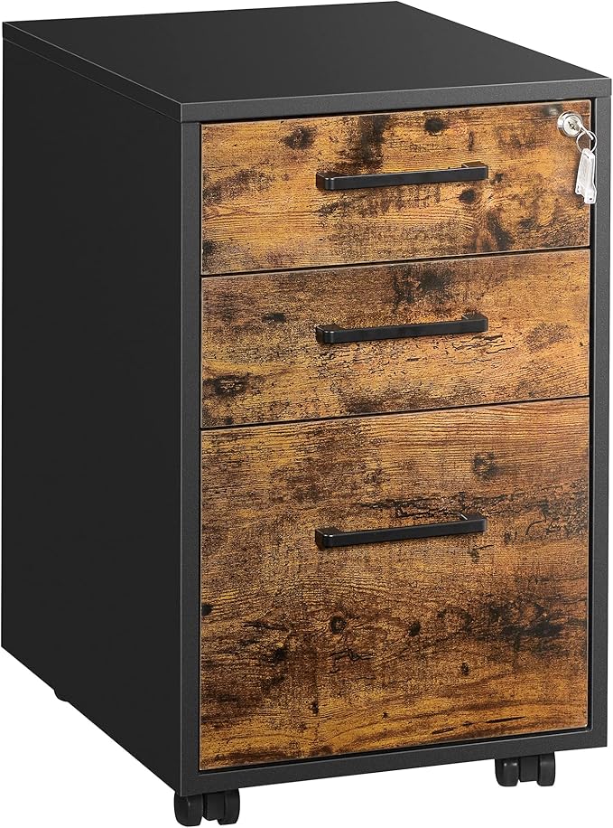 File Cabinet, Pre-Assembled Except Wheels and Handles, Office Filing Cabinet with Lock