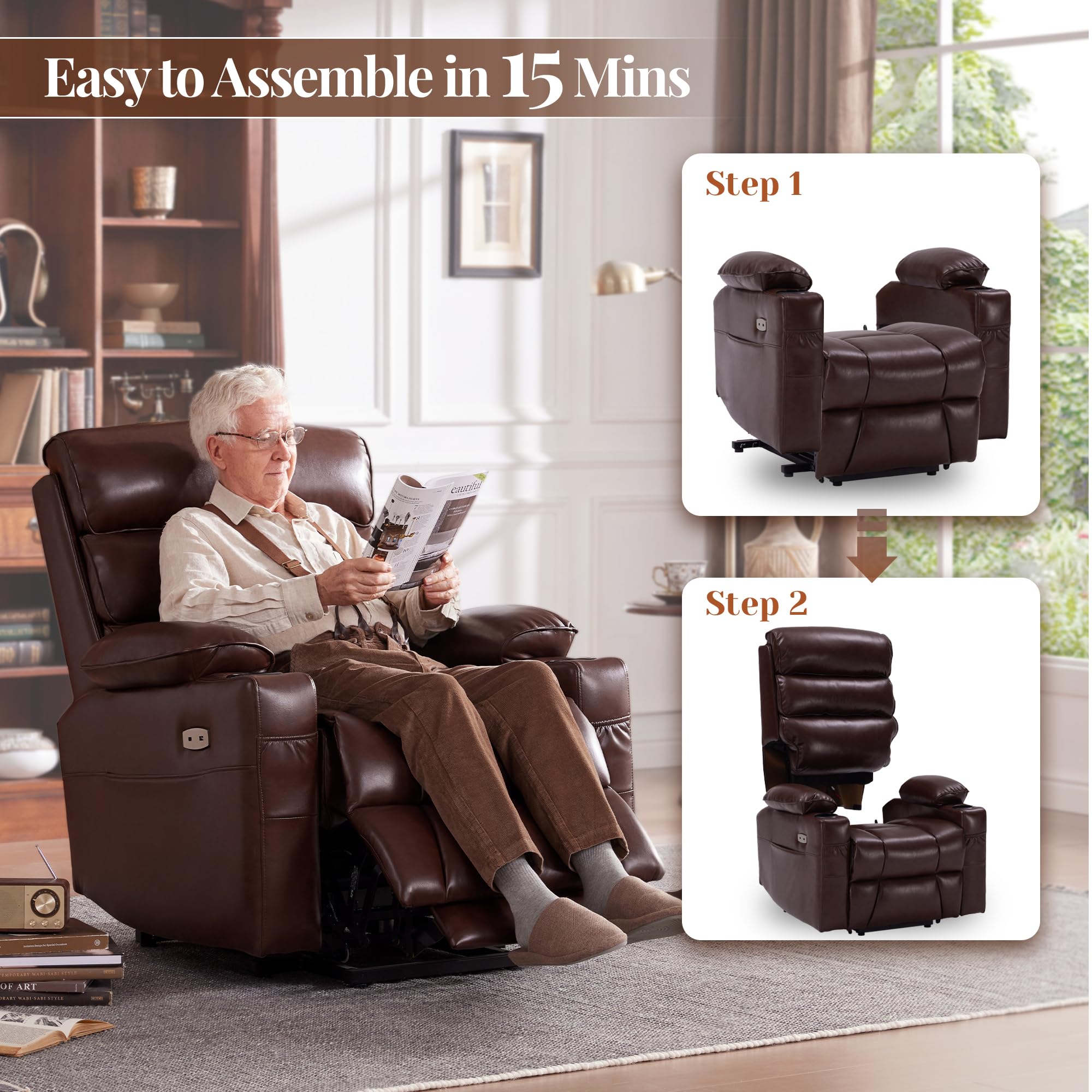 VivaRest Memory Power Recliner – Dual Motor, Heating, USB-C