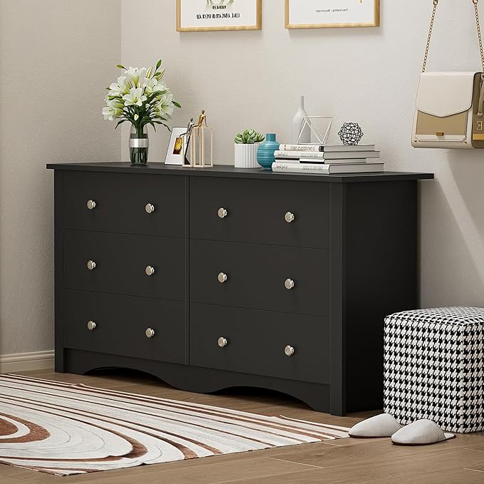 6 Drawer Dresser Chests for Bedroom, Storage Dressers Organizer with Anti-Tilt Devices