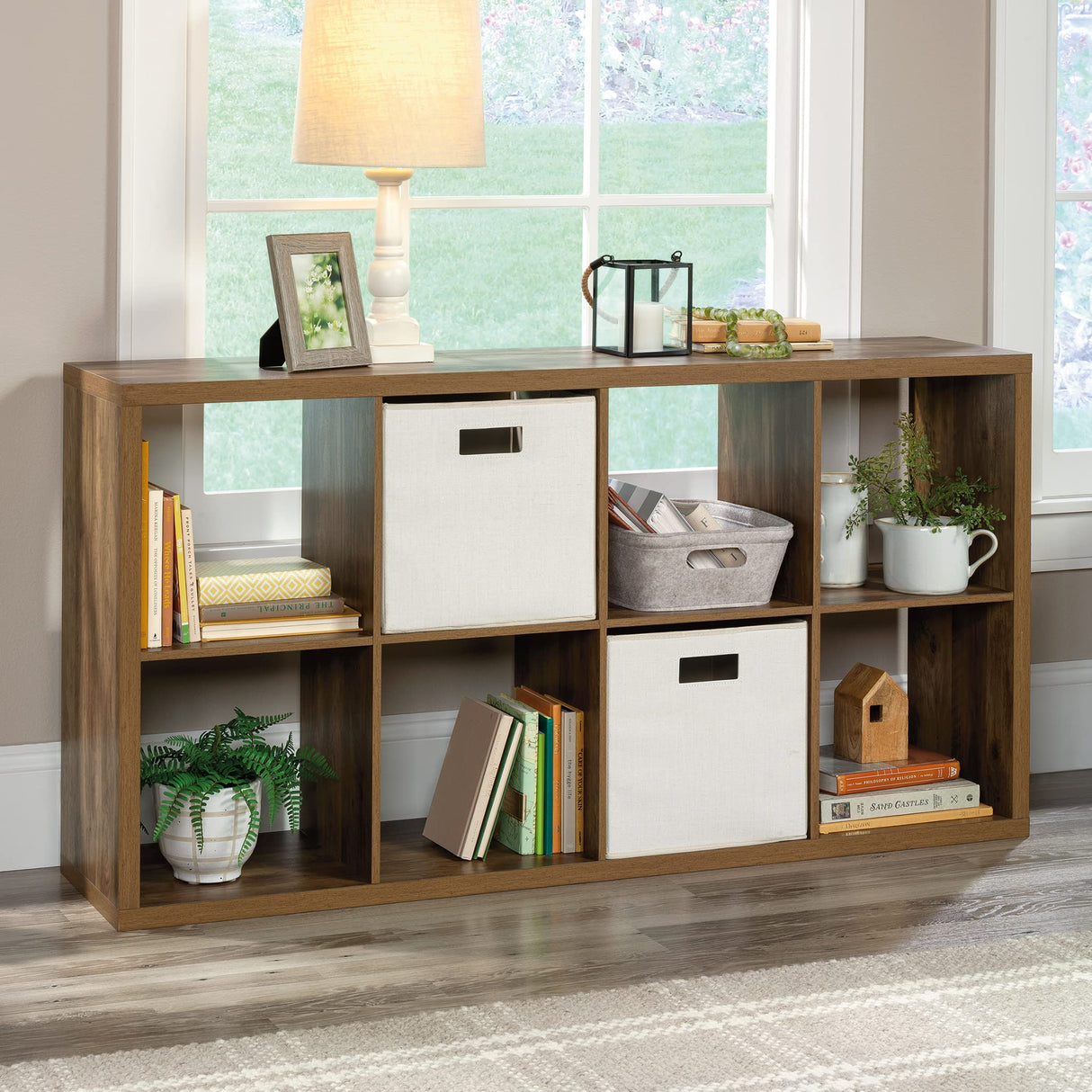 Miscellaneous 8-Cube Organizer Storage Bookcase/Pantry cabinets, L: 29.84" x W: 13.03" x H: 57.87", Rural Pine