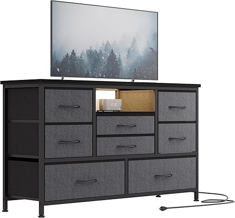 8 Dresser TV Stand with Power Outlet & LED