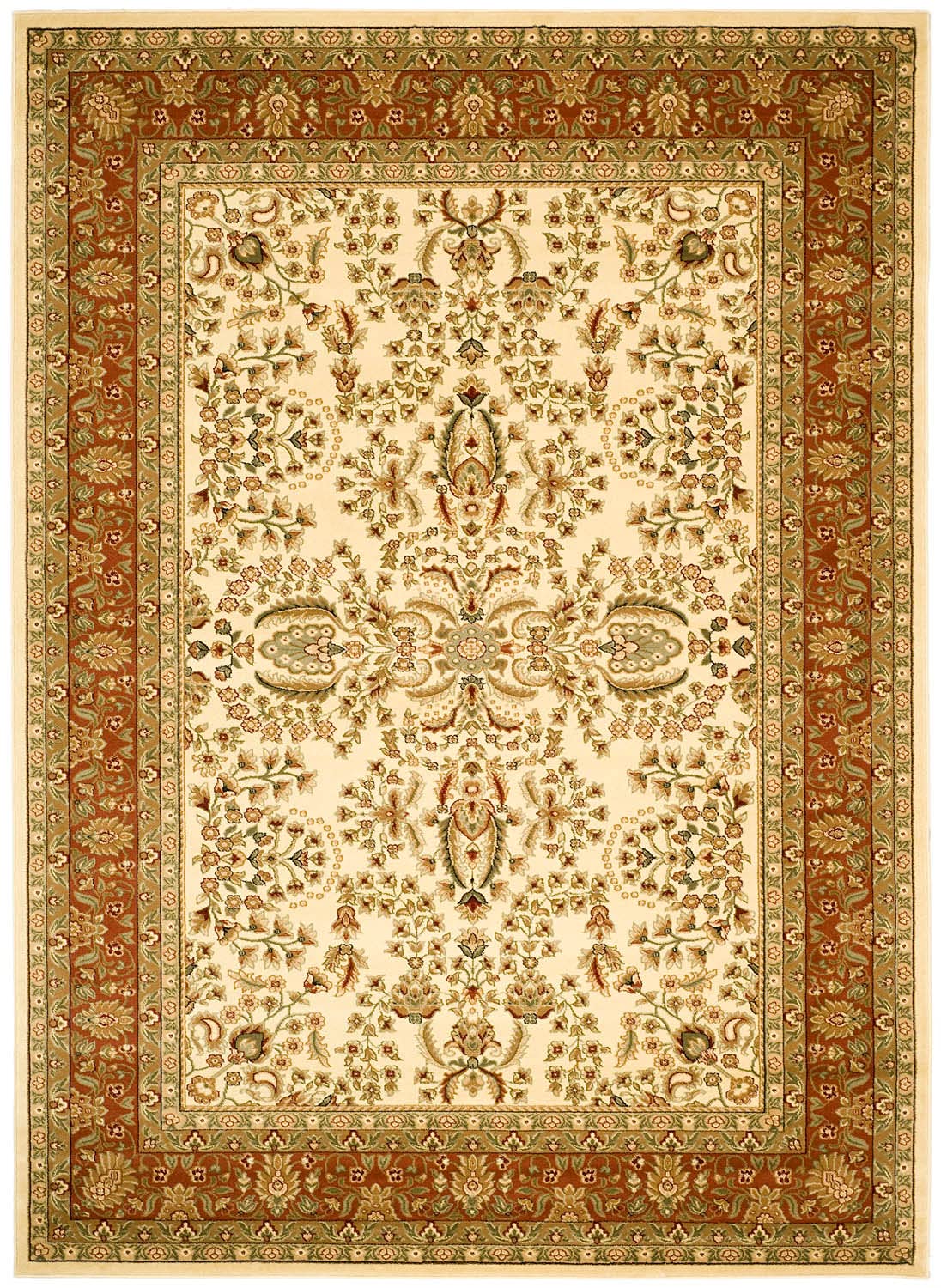 Lyndhurst Collection Area Rug - 10' x 14', Ivory & Rust, Traditional Oriental Design