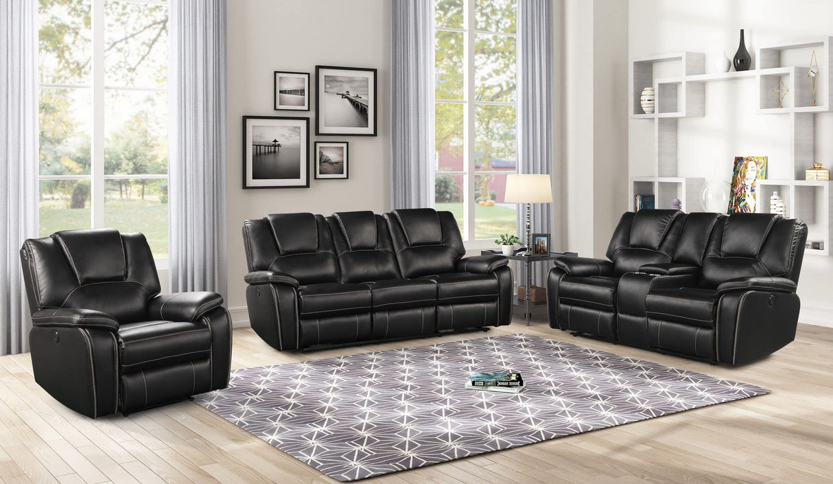 Manual Leather Recliner Sofa Set 3-Piece Elegant Couch for Living Room Furniture