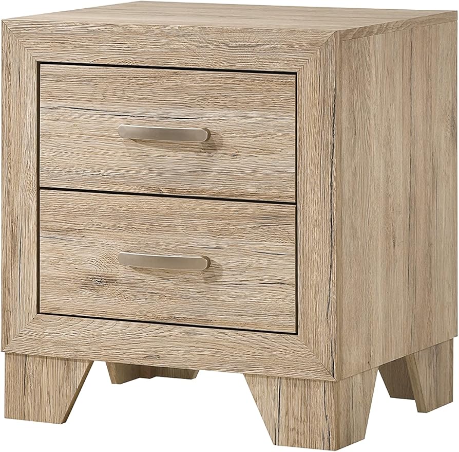 Miquell 2-Drawer Wooden Nightstand in Natural