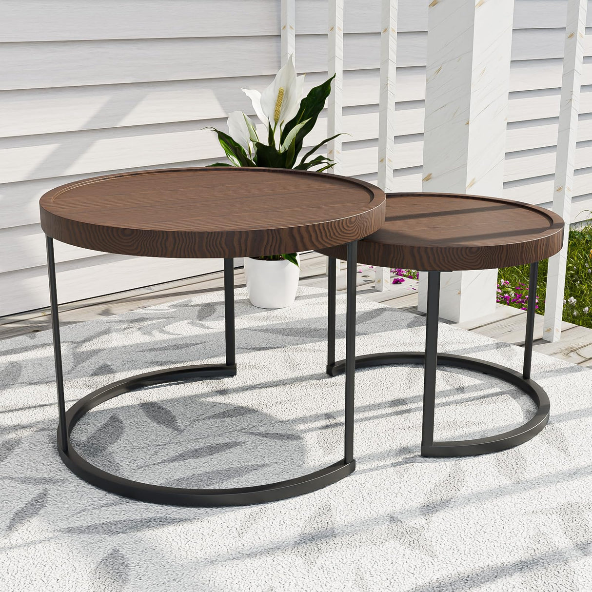 Sunset Dune Collection Round Modern Nesting Coffee Tables