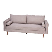Evie Mid-Century Modern Sofa - Taupe Faux Linen Fabric Upholstery