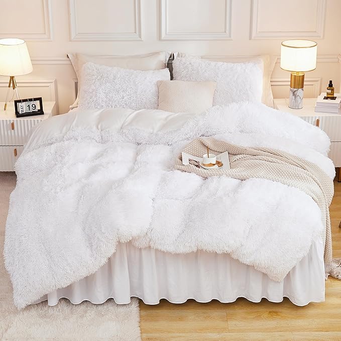 Faux Fur Beige Comforter Set King Size