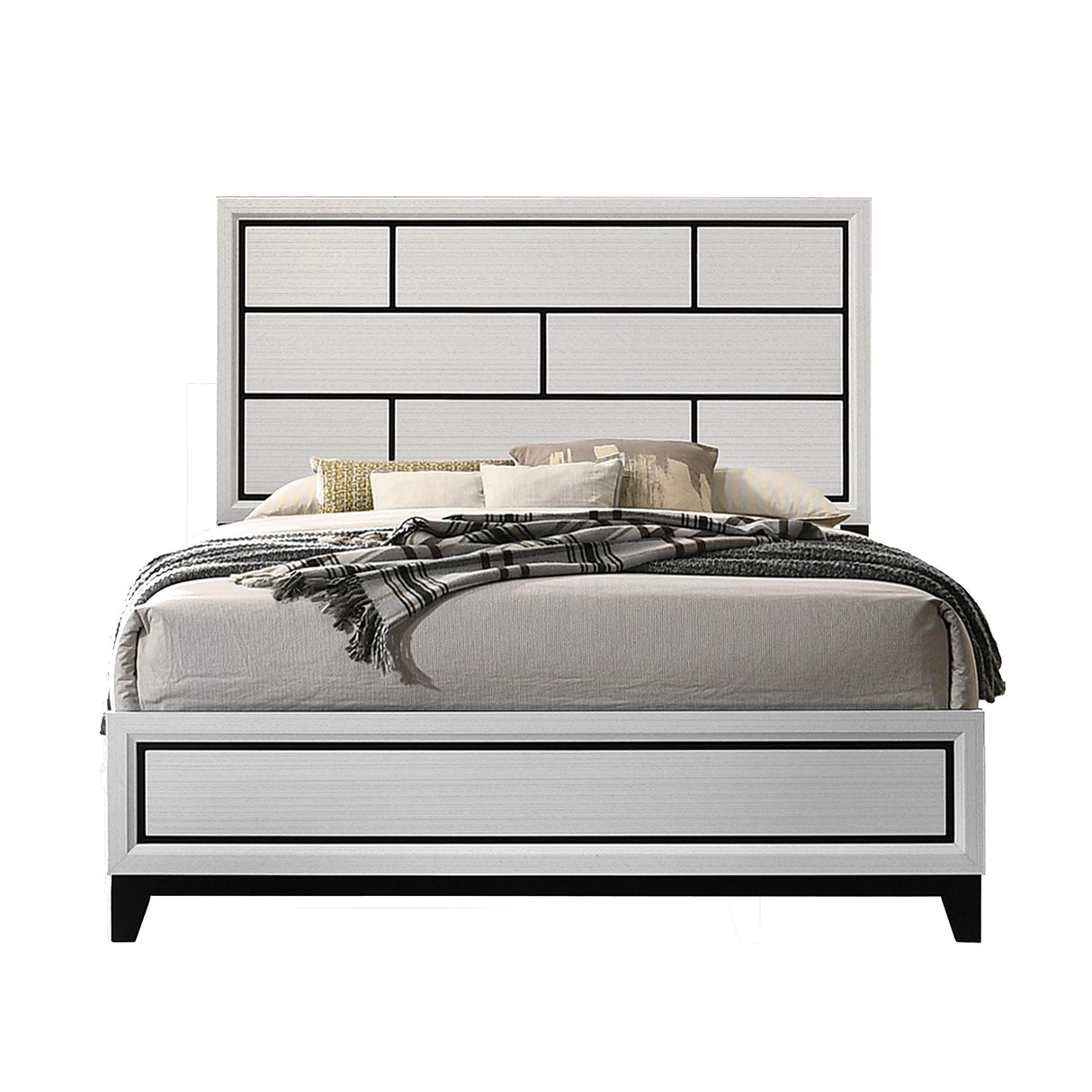 Stout Contemporary Panel Bedroom Set with Queen Bed, Dresser, Mirror, Night Stand