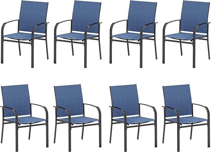 Patio Dining Chairs Set of 6, 36" Textilene Fabric Outdoor Chair