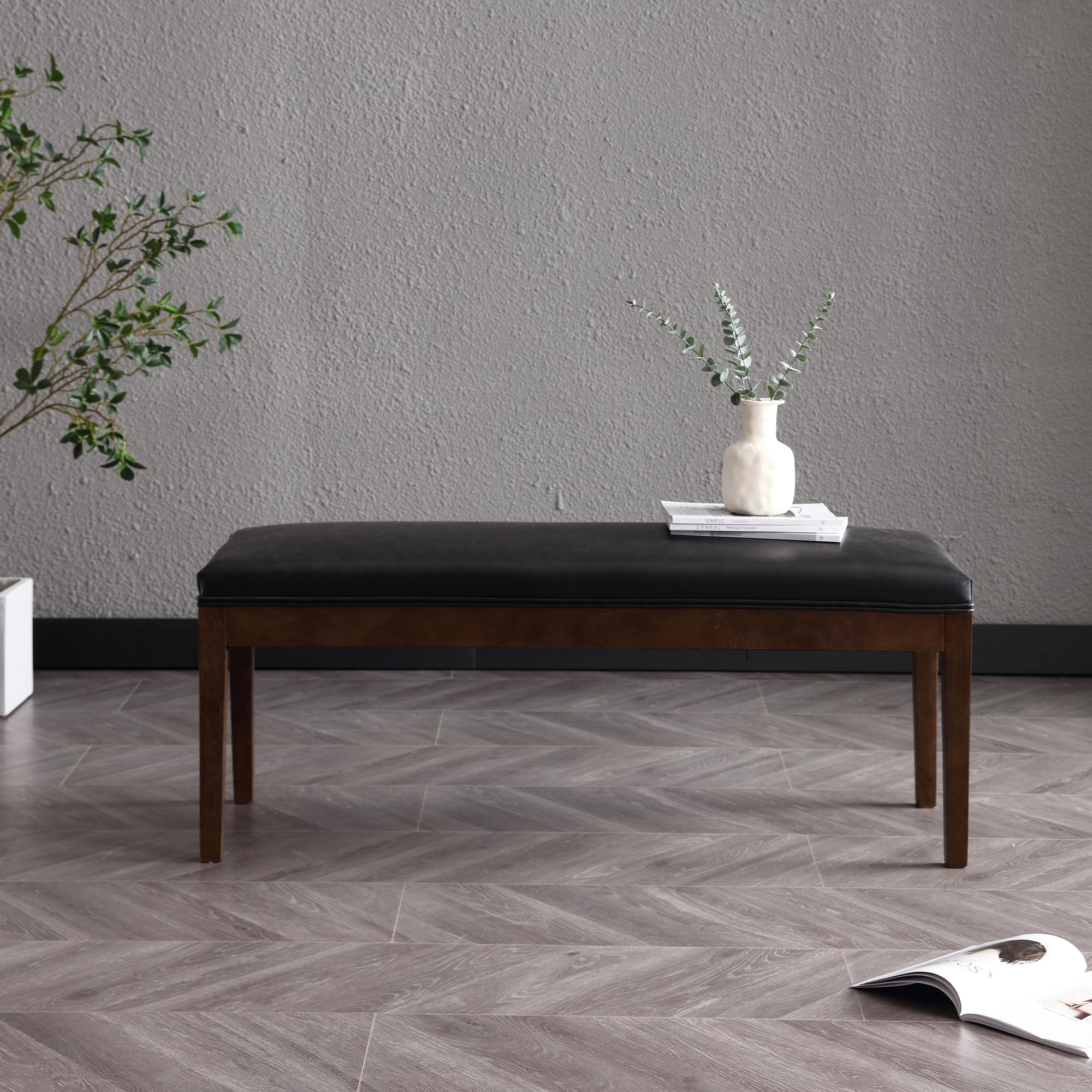 PU Leather Upholstered Entryway Bench Dining Table Benches
