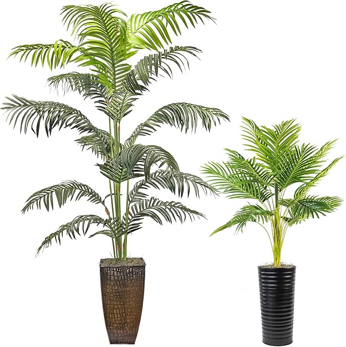 Artificial Palm Tree in Black Metal Pot – Natural