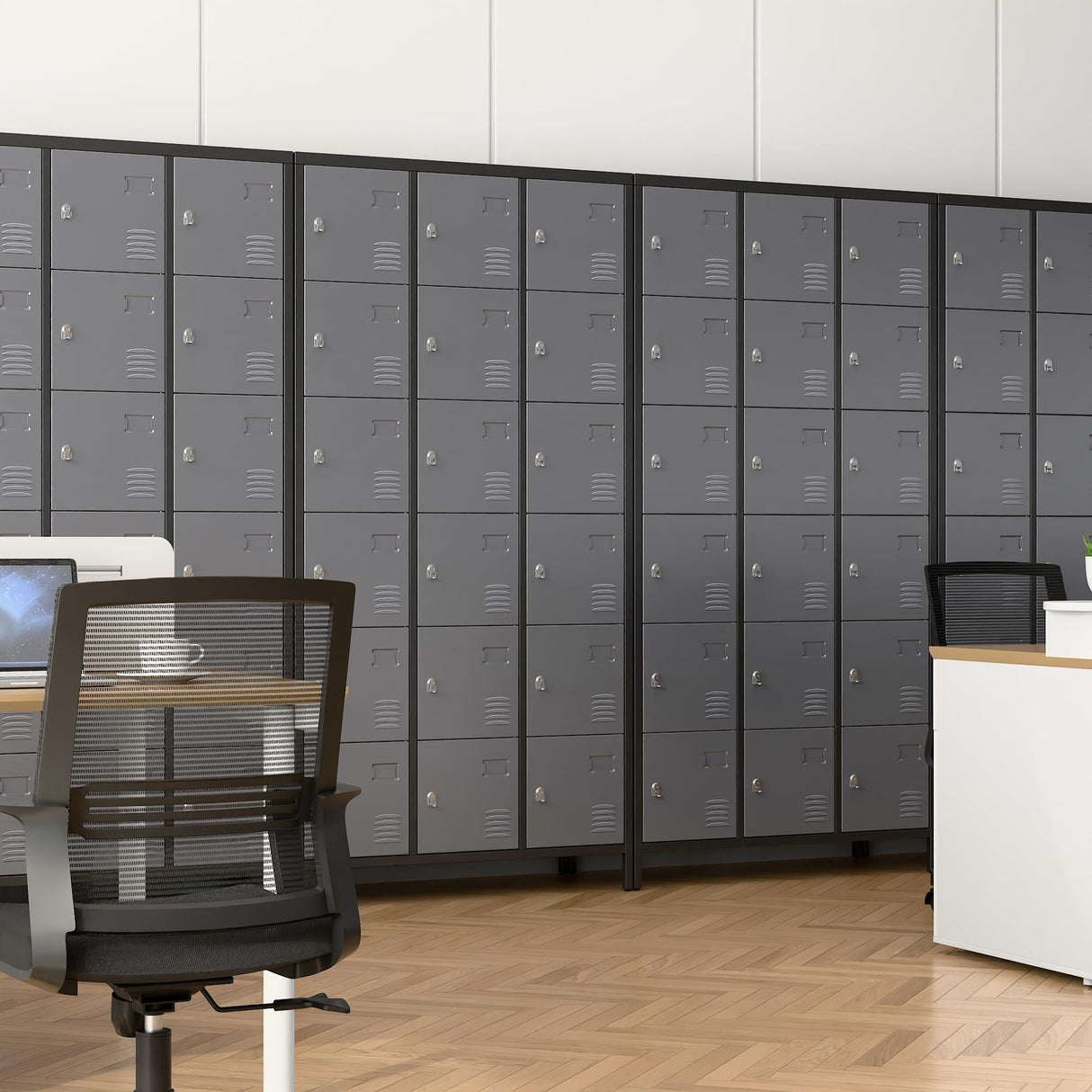 Metal Locker for School Office Gym Bedroom, 18 Doors Steel Storage Lockers Cabinet