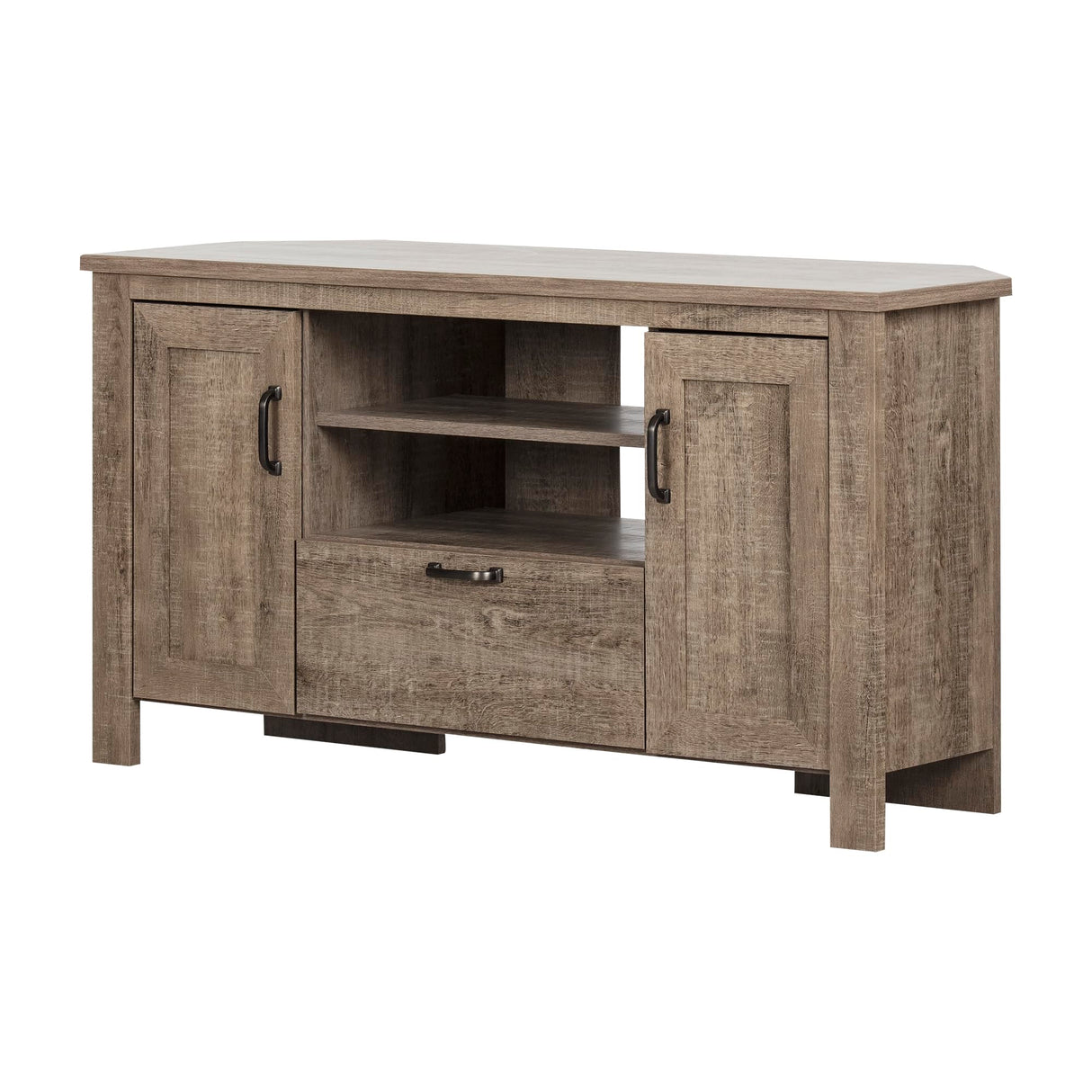 Lionel Corner TV Stand-Weathered Oak