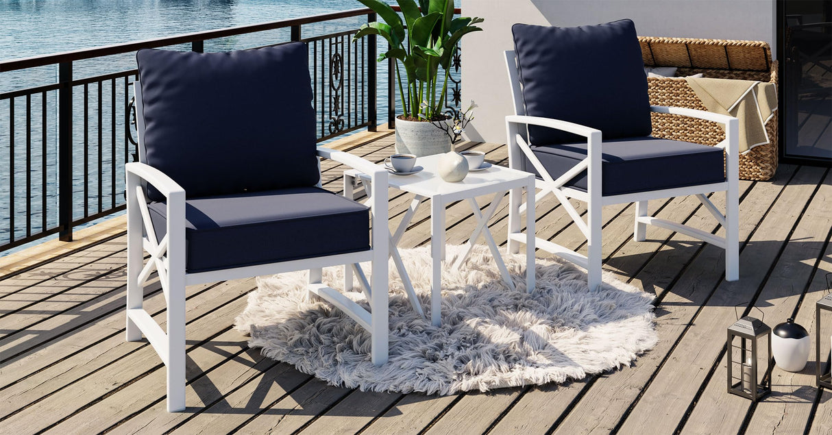 3-Piece Outdoor Patio Bistro Set - Wicker Conversation Furniture with Coffee Table