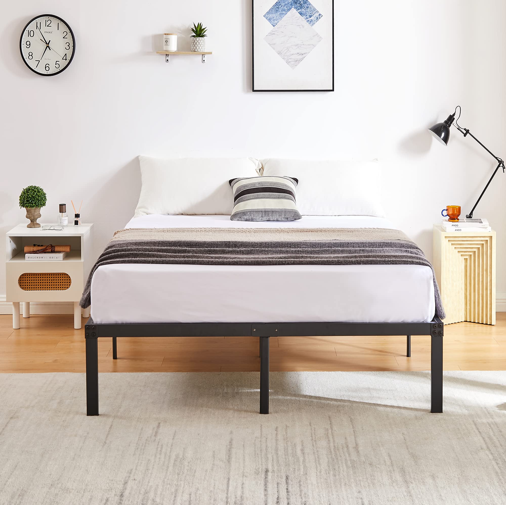 Metal Platform Bed Frame Heavy Duty Steel Slat/Easy Assembly Mattress