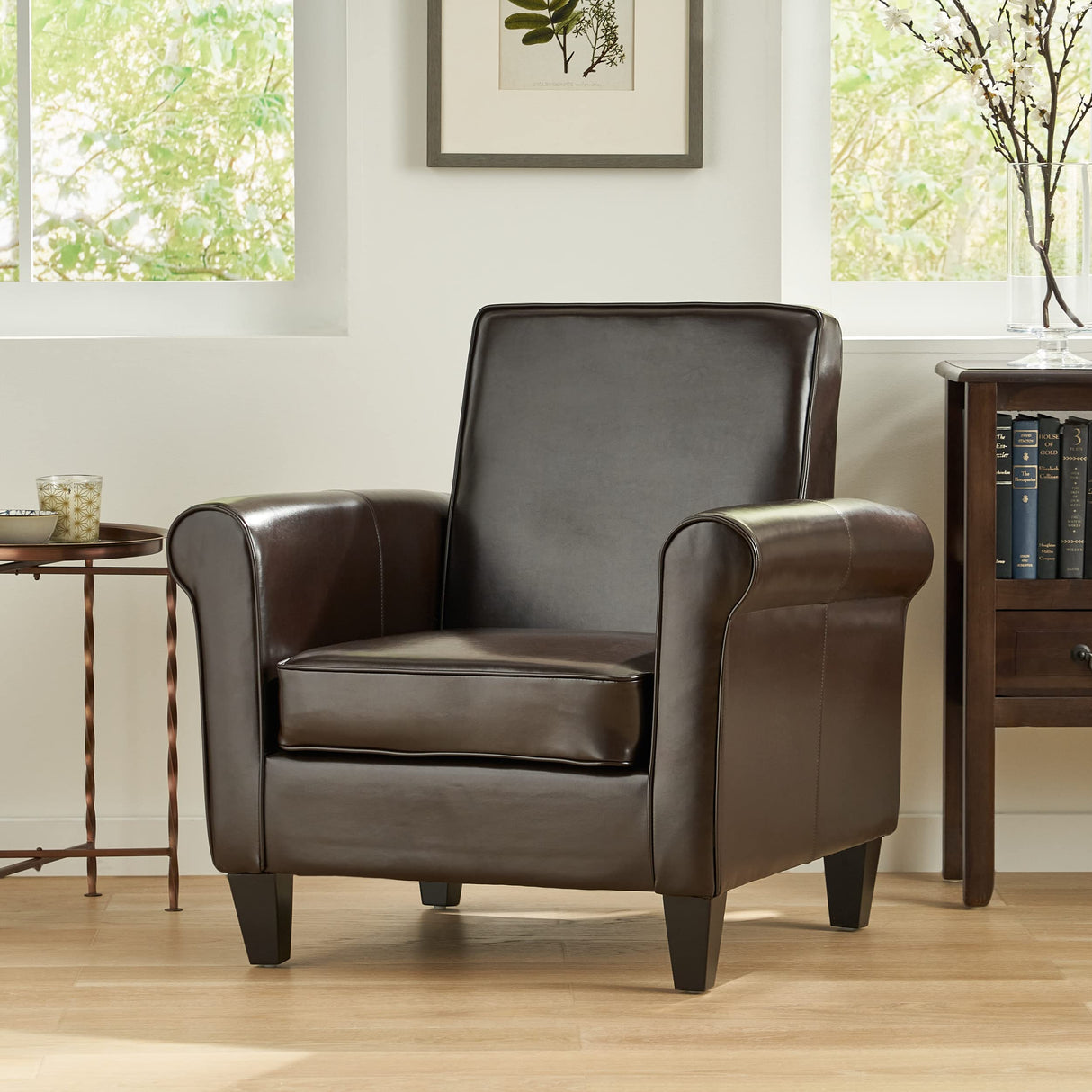 Freemont Leather Club Chair, Chocolate Brown