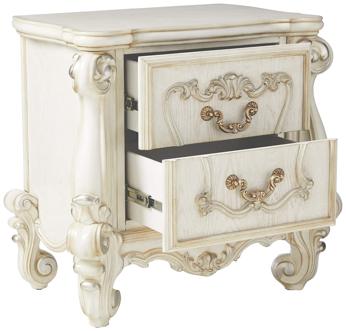 2 Drawer Nightstand in Bone and White