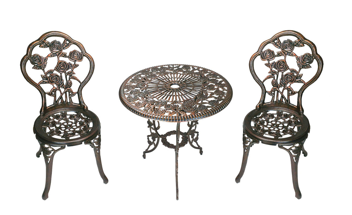 3-Piece Rose Bistro Set with 23.5-Inch Cast aluminum Top Table