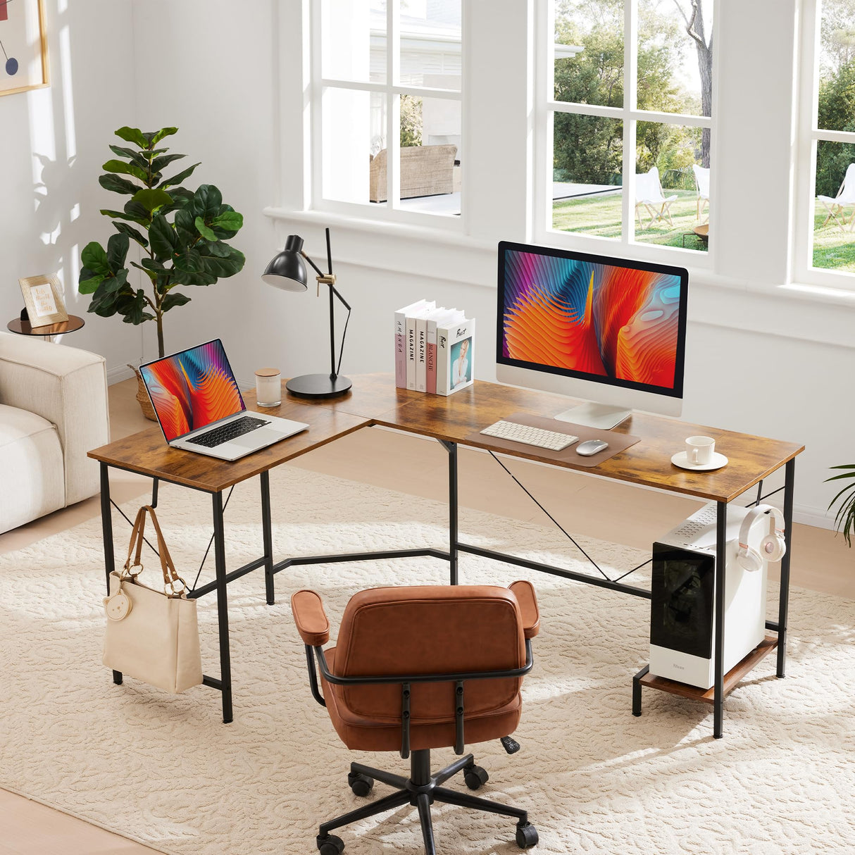 L Shaped Desk,66 Inch,Corner Desk for Home Office,Computer Gaming Table