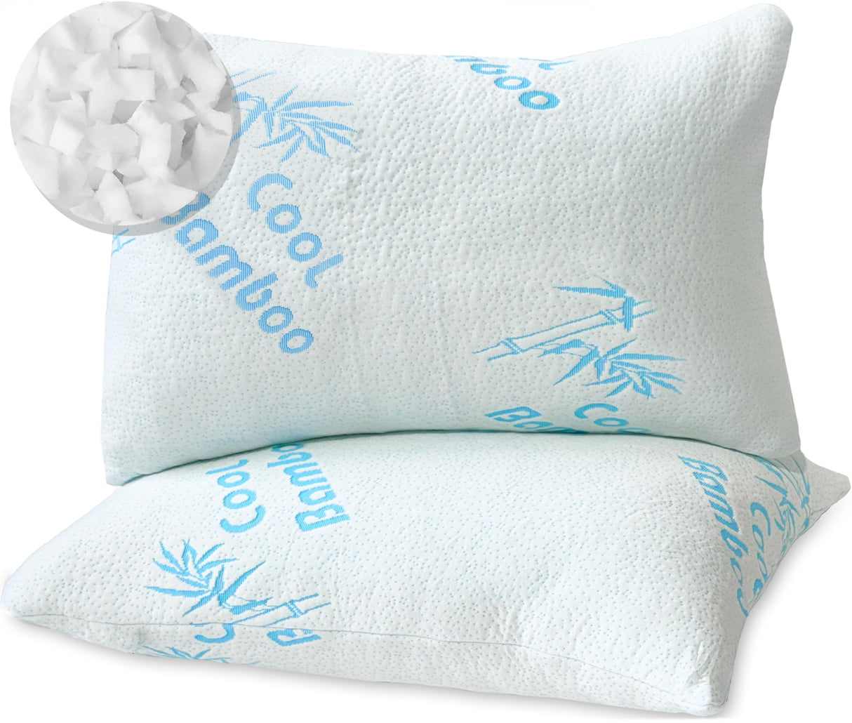 Cool Rayon of Bamboo Pillows 2 Pack Queen Size (20"x30") for Sleeping