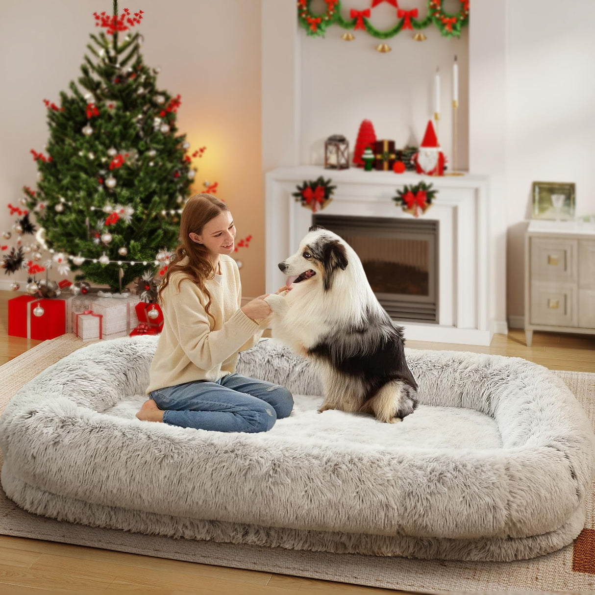 Human Dog Bed for Adults - Orthopedic Memory Foam, 76" Long