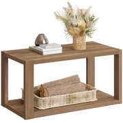 Farmhouse Wood Coffee Table - Boho Table with Storage Shelf