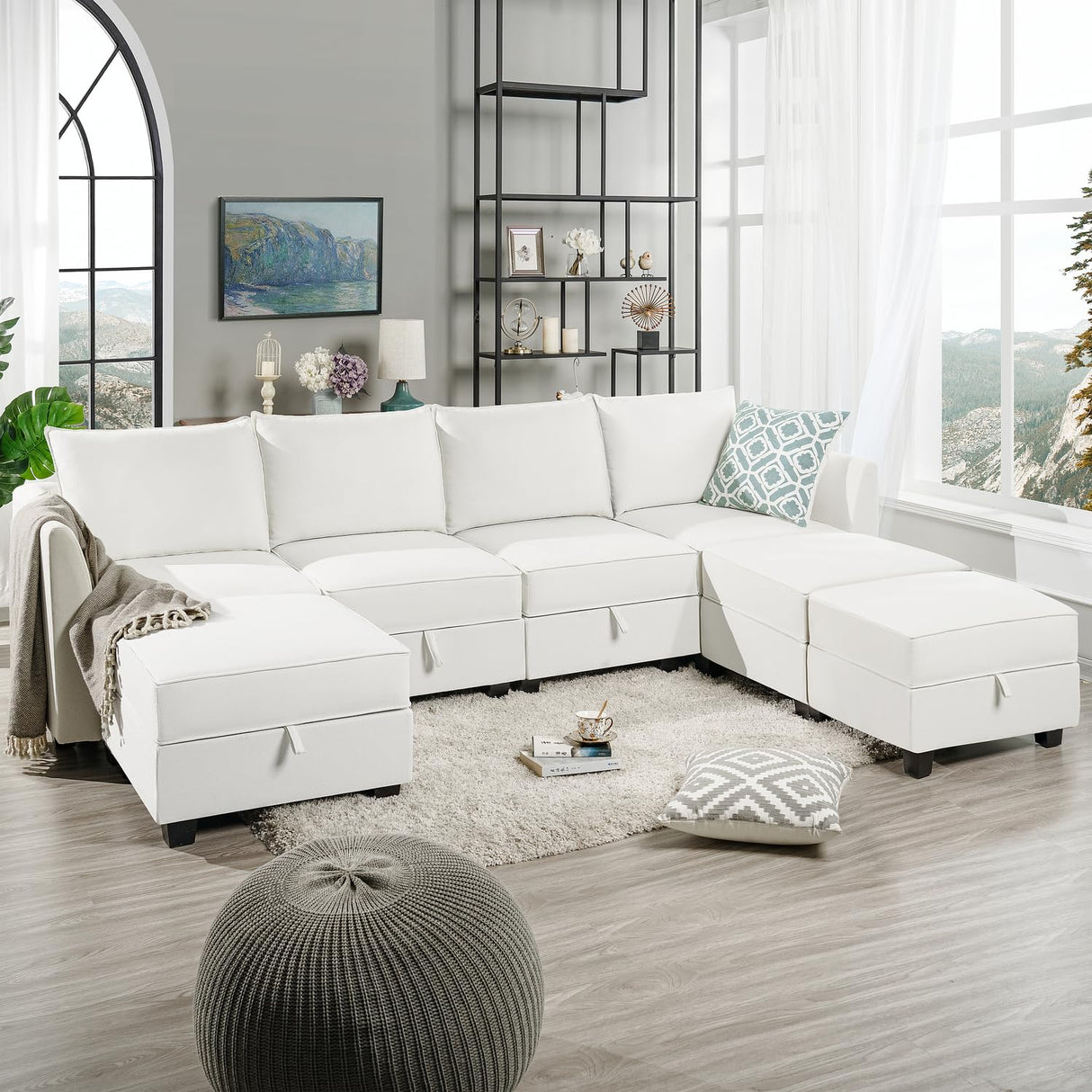 Elizabeth Modular Sectional Sofa Linen U Shaped Couch