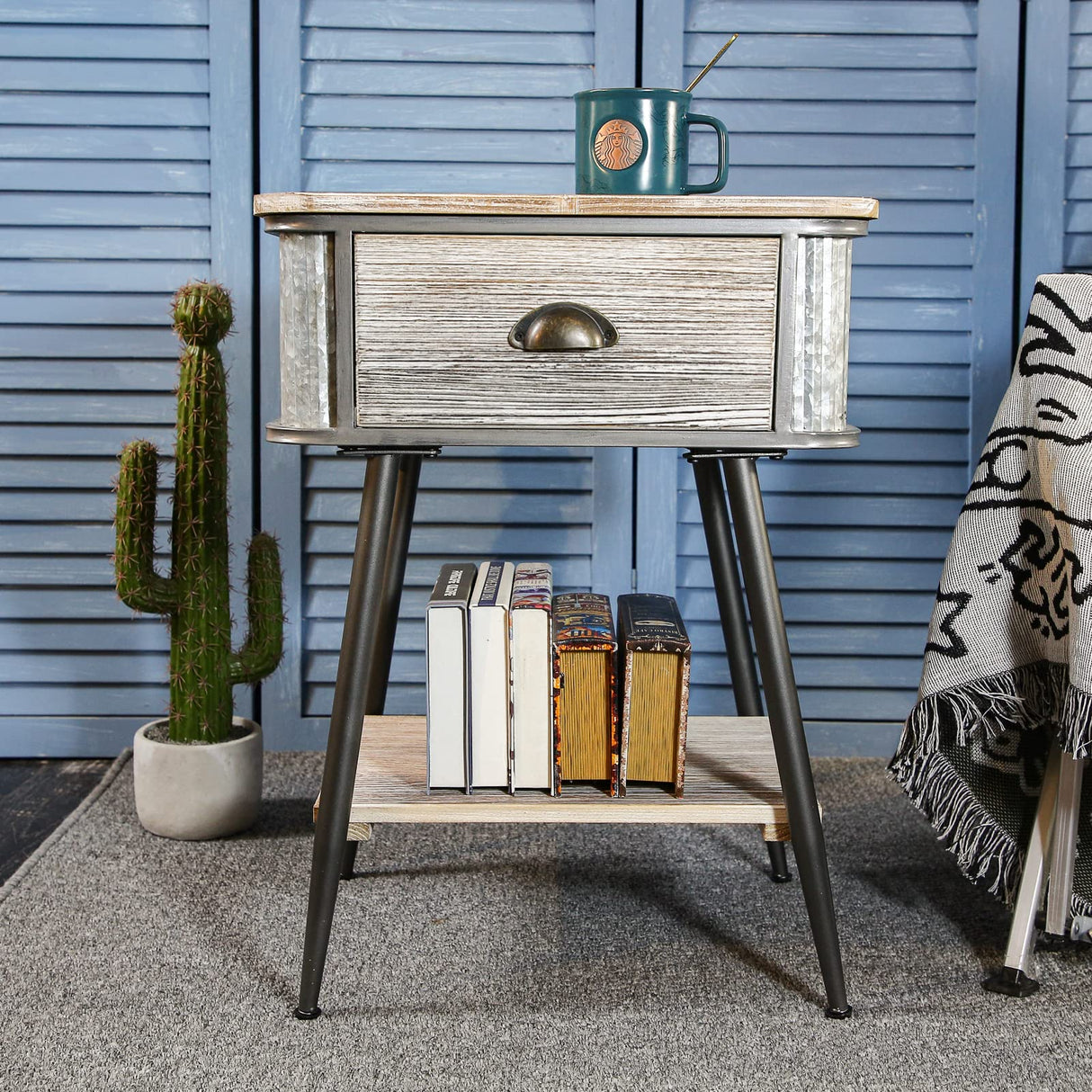 1PCS Farmhouse Night Stand with Drawer