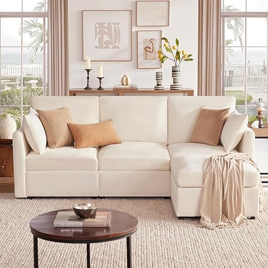 Convertible L-Shaped Couch, Oversized Comfortable Sectional Sofa